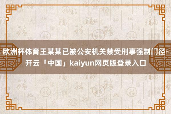 欧洲杯体育王某某已被公安机关禁受刑事强制门径-开云「中国」kaiyun网页版登录入口
