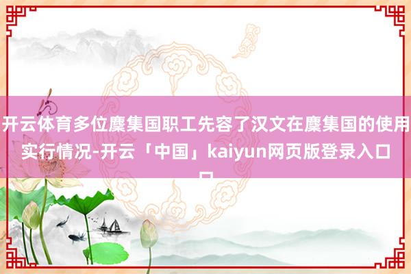 开云体育多位麇集国职工先容了汉文在麇集国的使用实行情况-开云「中国」kaiyun网页版登录入口