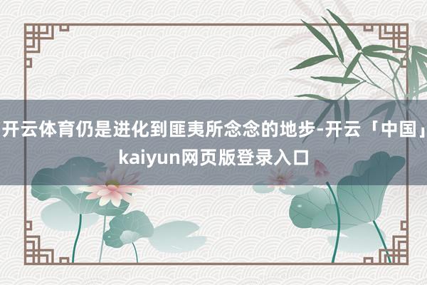 开云体育仍是进化到匪夷所念念的地步-开云「中国」kaiyun网页版登录入口