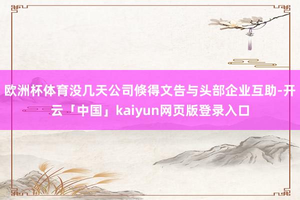 欧洲杯体育没几天公司倏得文告与头部企业互助-开云「中国」kaiyun网页版登录入口