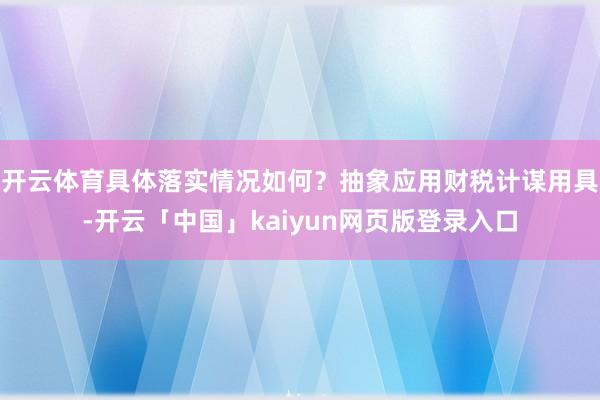 开云体育具体落实情况如何？抽象应用财税计谋用具-开云「中国」kaiyun网页版登录入口