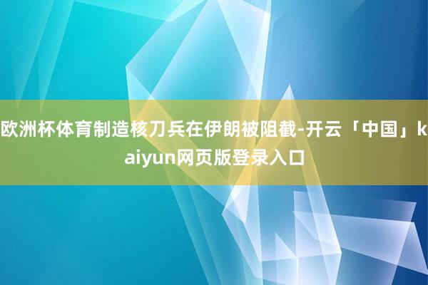 欧洲杯体育制造核刀兵在伊朗被阻截-开云「中国」kaiyun网页版登录入口